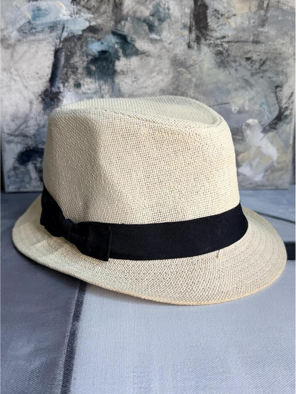 Vintage Panama Style Fedora Hat Cream Straw 7 5/8 XL